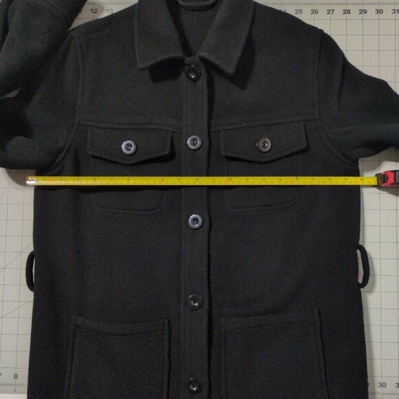 & Other Stories Jacket Size XSmall Black Wool Blend Belted Mid Hip Length Button - Picture 12 of 16